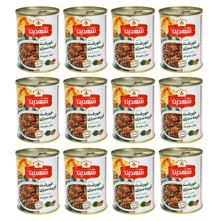 کنسرو خورشت سبزی با سویا شهدین - 370 گرم بسته 12 عددی
