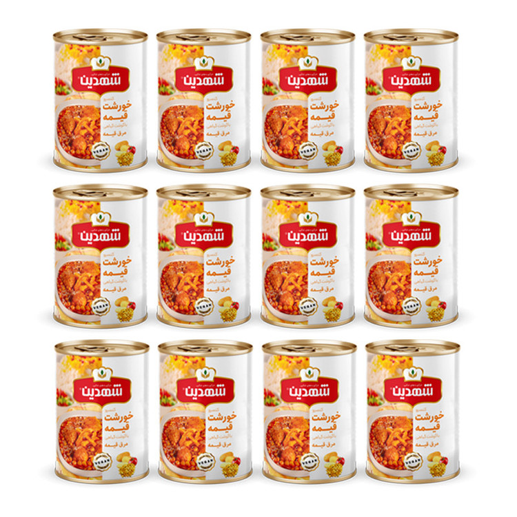 کنسرو خورشت قیمه و سیب زمینی با سویا شهدین - 370 گرم بسته 12 عددی